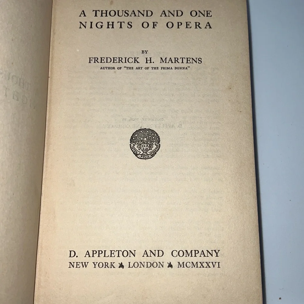 A THOUSAND AND ONE NIGHTS OF OPERA HARDCOVER BOOK 1926 ALMOST 100 YEARS OLD